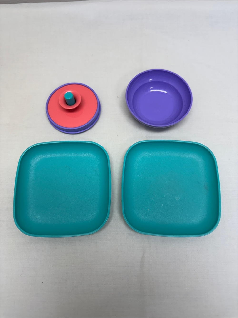 Lot 4 Tupperware Toys Mini Serve It Kids Play Replacement Lid Plates Bowl Vintag